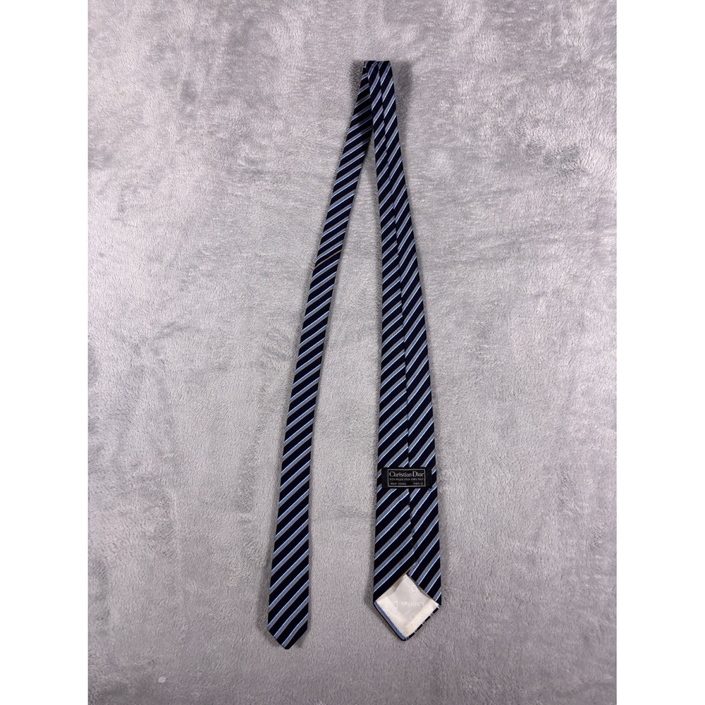Christian Dior Men's Necktie 3 In Width Blue - Diagonal Striped Pattern vintage